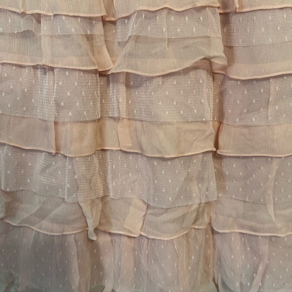 Women's BCBGMaxAzria Soft Ballet Pink Dress with Ruffles & Black Waistband - Picture 4 of 14